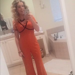 Retro orange jump suit with navy pipping